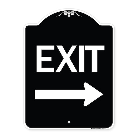 Signmission Exit with Right Arrow Heavy-Gauge Aluminum Architectural Sign, 24" H, 18" L, BW-1824-24552 A-DES-BW-1824-24552